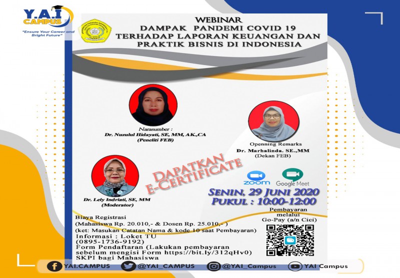 Webinar "Dampak Pandemi Covid 19 Terhadap Laporan Keuangan dan Praktik Bisnis di Indonesia"