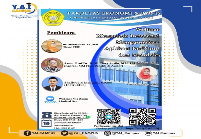 Webinar dengan materi "Mengelola Referensi Menggunakan Aplikasi EndNote dan Mendeley"