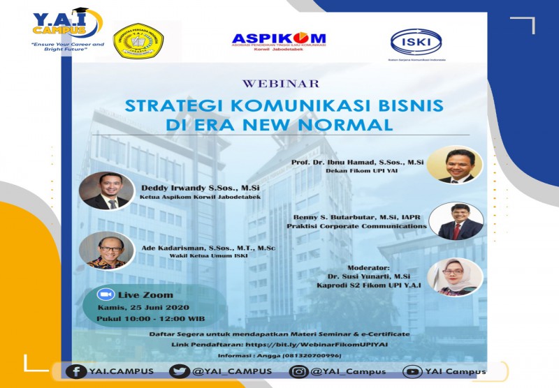 Webinar dengan tema Strategi Komunikasi Bisnis di Era New Normal