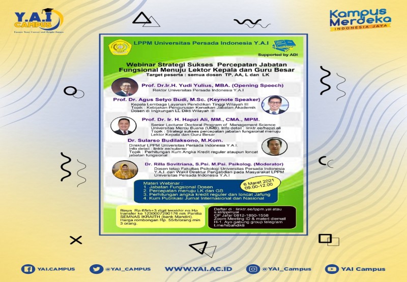 Webinar Strategi Sukses Percepatan Jabatan Fungsional Menuju Lektor Kepala dan Guru Besar