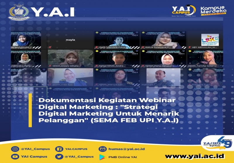 Dokumentasi Kegiatan Webinar STRATEGI DIGITAL MARKETING UNTUK MENARIK PELANGGAN